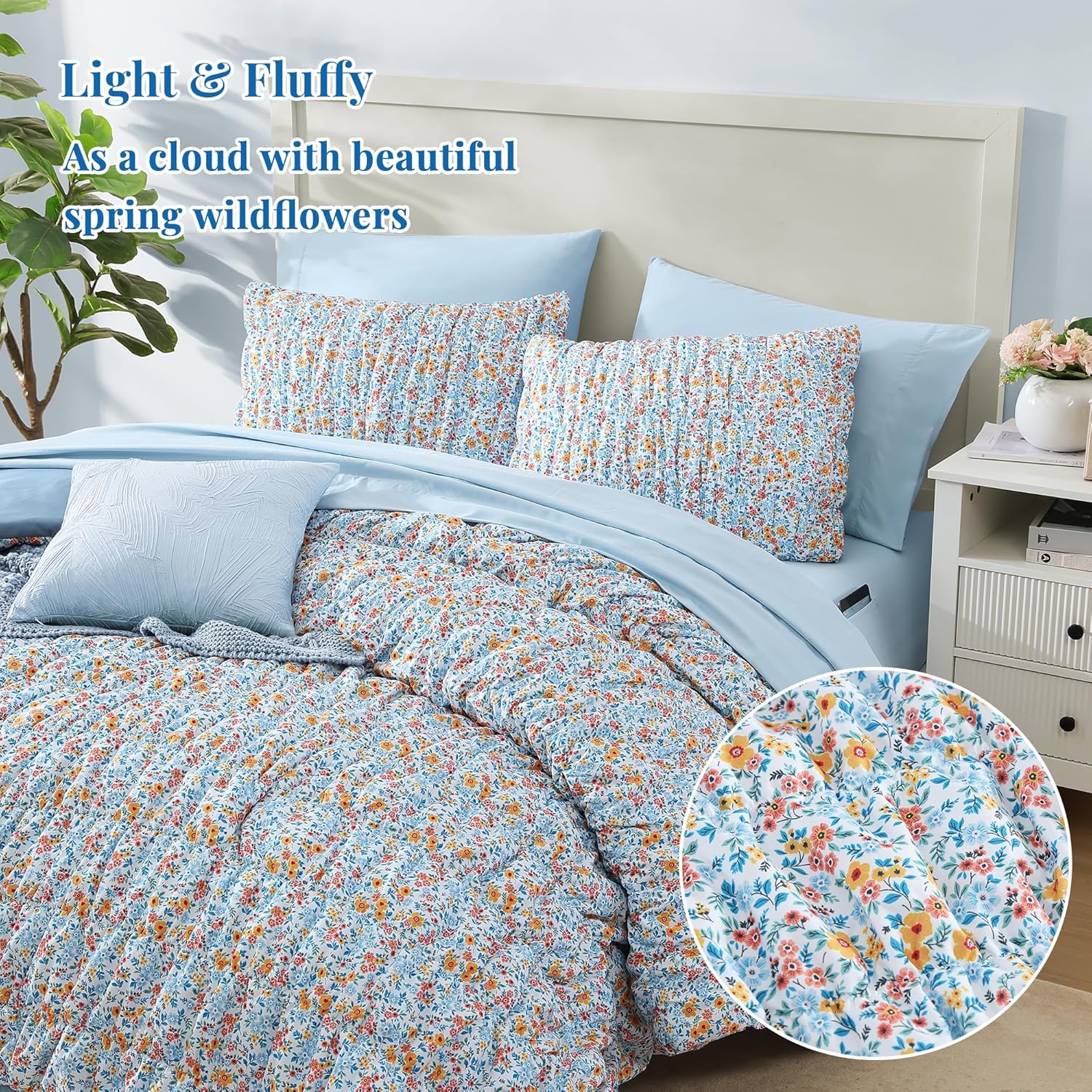 Amberspace Puff 7-piece Bed in a Bag Comforter Set with Sheets