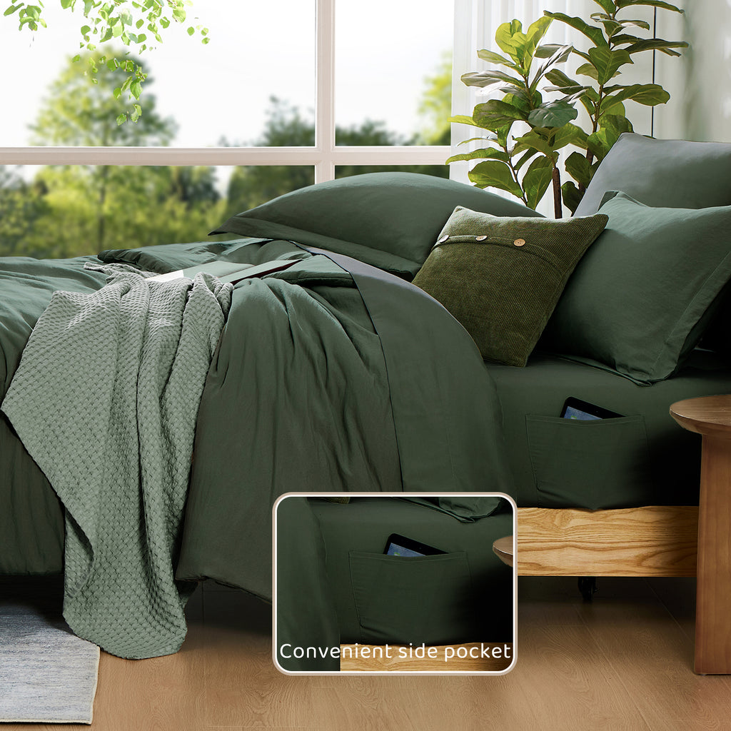 Amberspace Prewashed fabric 7-piece Bed in a Bag Comforter Set with Sheets