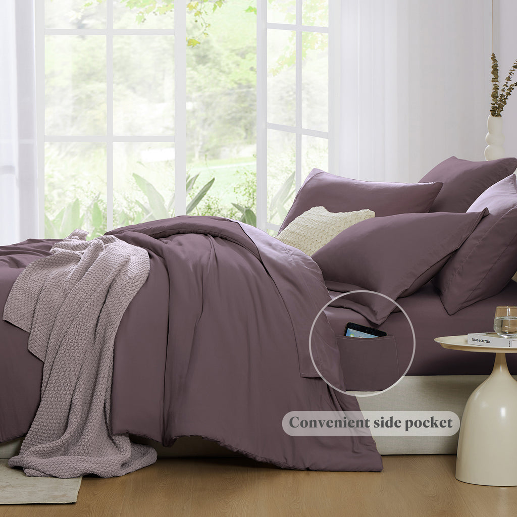 Amberspace Prewashed fabric 7-piece Bed in a Bag Comforter Set with Sheets