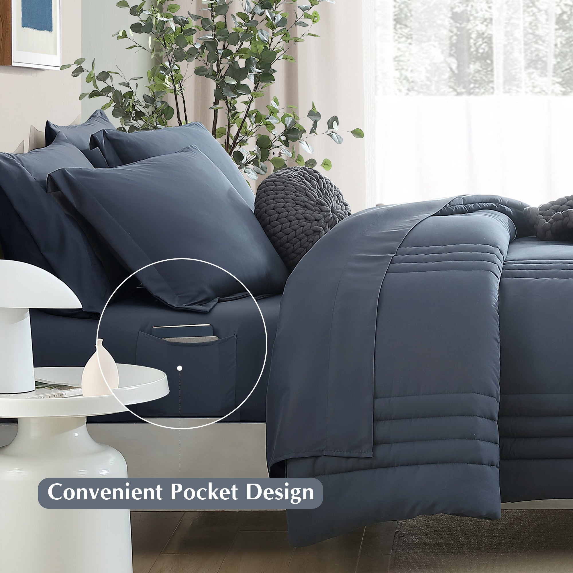 Amberspace 7-Piece Bed in a Bag Comforter Set with Sheets