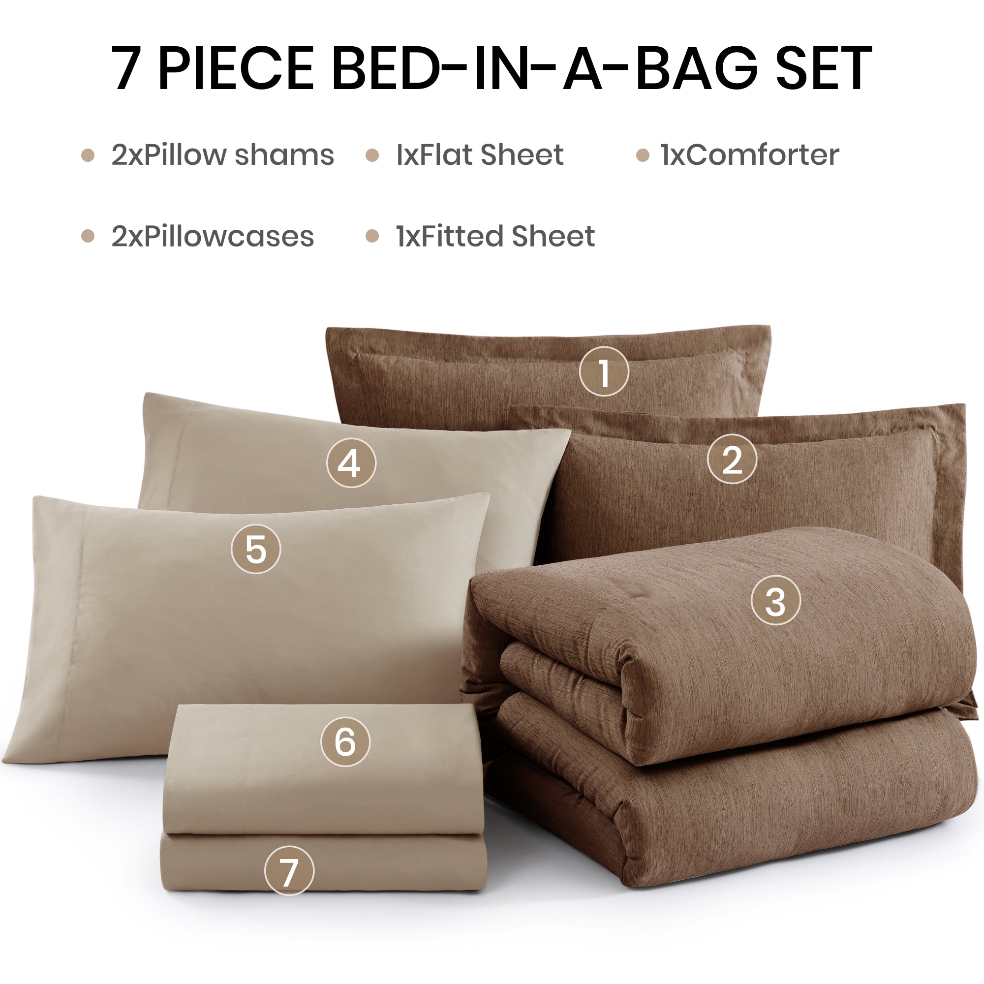 Amberspace Cationic Dyeing 7-piece Bed in a Bag Comforter Set with Sheets