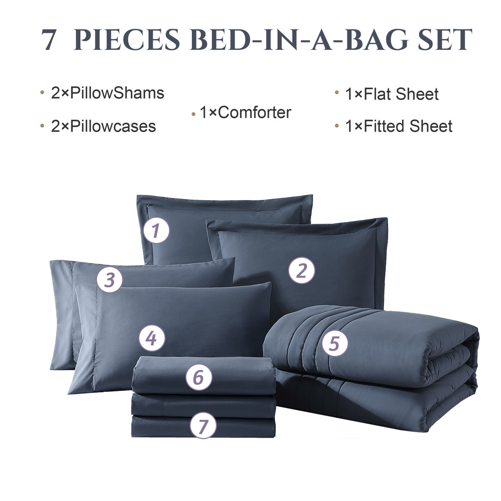 Amberspace 7-Piece Bed in a Bag Comforter Set with Sheets