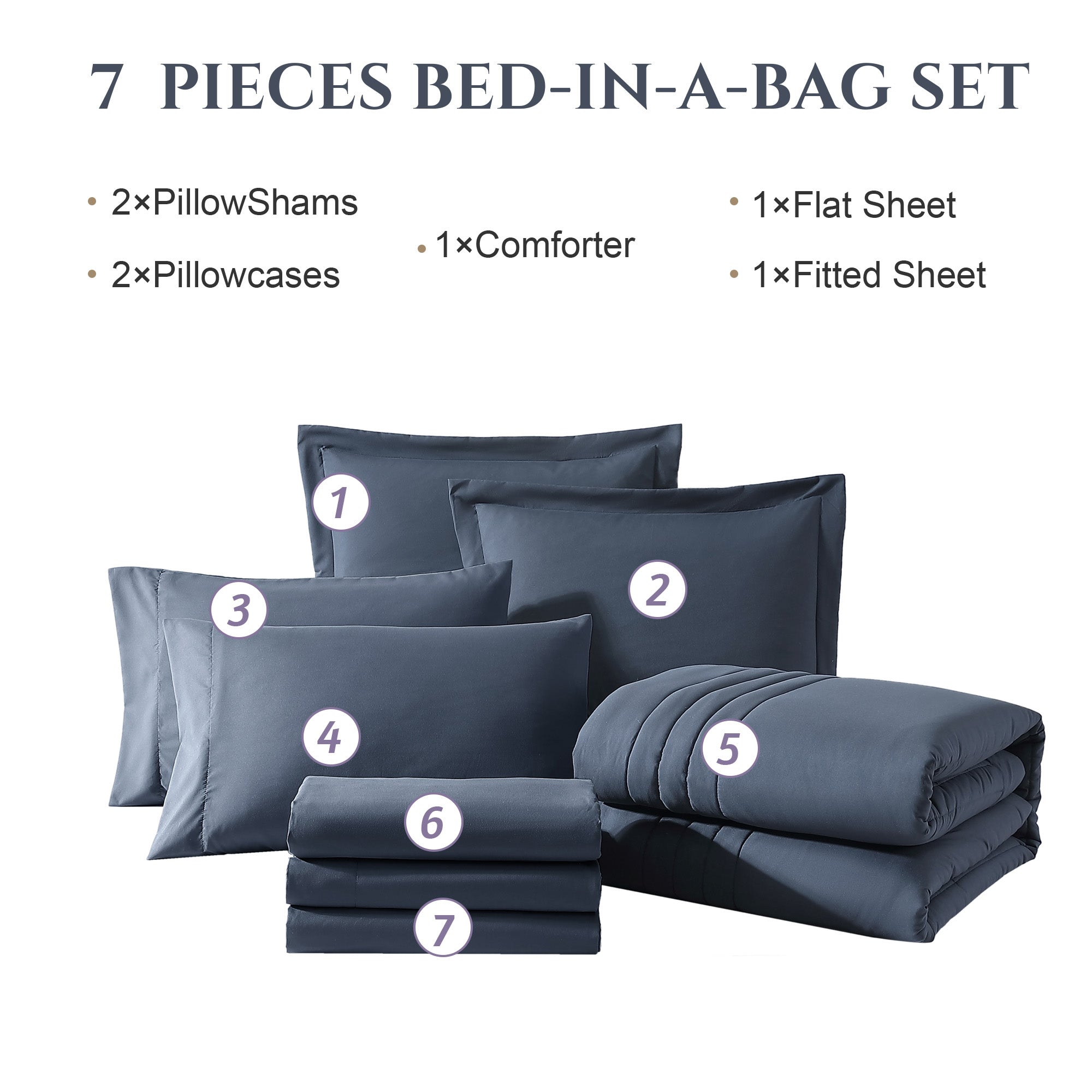 Amberspace 7-Piece Bed in a Bag Comforter Set with Sheets