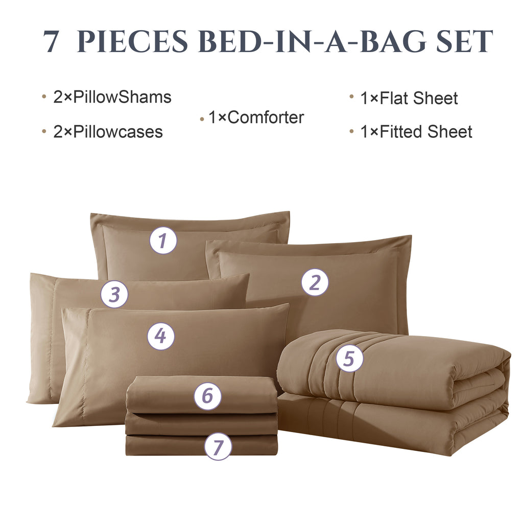 Amberspace 7-Piece Bed in a Bag Comforter Set with Sheets
