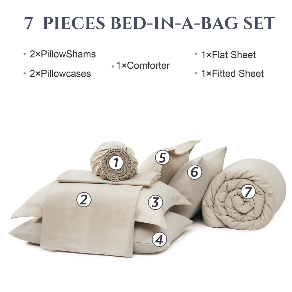 Amberspace 7-Piece Bed in a Bag Comforter Set with Sheets