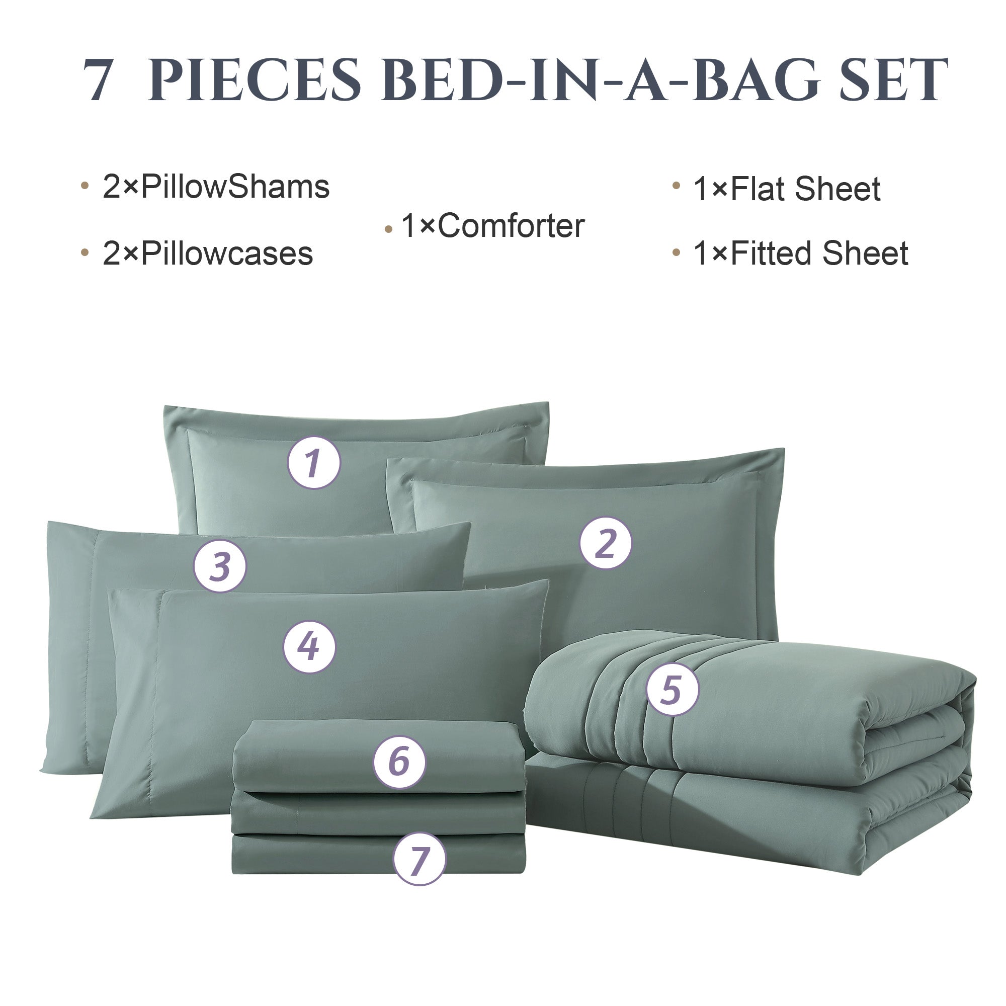 Amberspace 7-Piece Bed in a Bag Comforter Set with Sheets