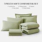 Amberspace Prewashed fabric 7-piece Bed in a Bag Comforter Set with Sheets