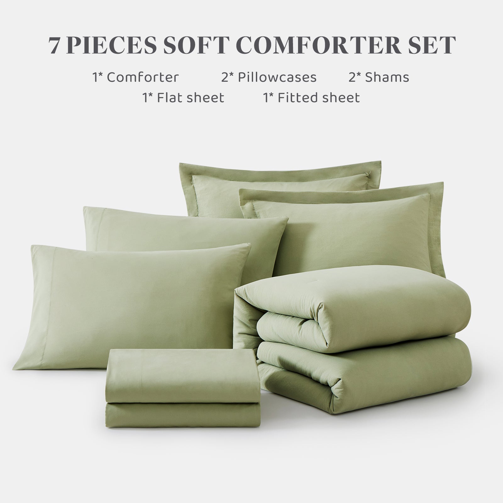 Amberspace Prewashed fabric 7-piece Bed in a Bag Comforter Set with Sheets