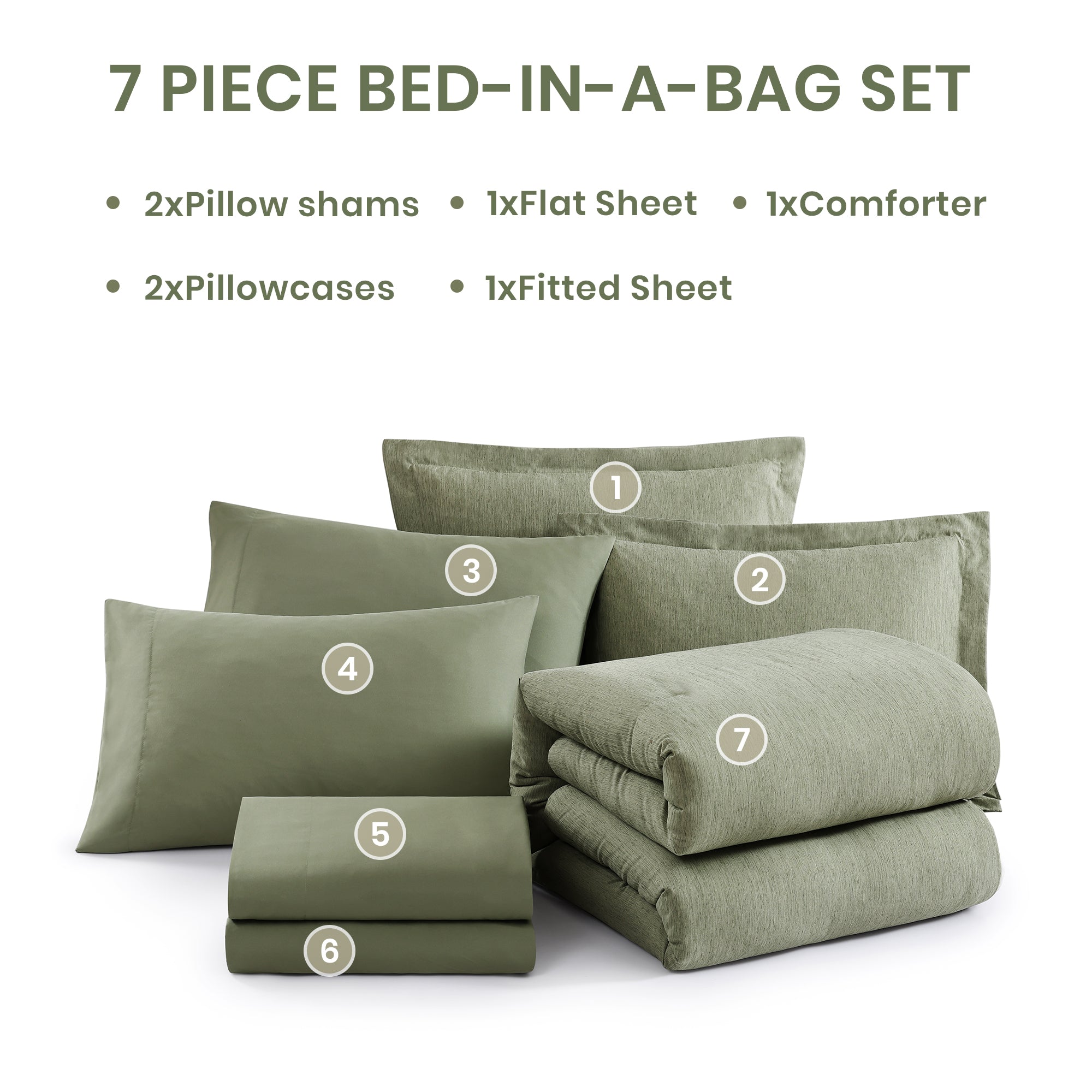 Amberspace Cationic Dyeing 7-piece Bed in a Bag Comforter Set with Sheets
