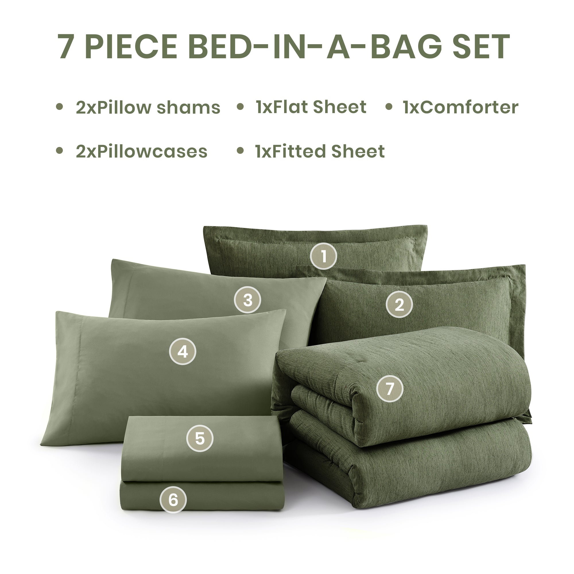 Amberspace Cationic Dyeing 7-piece Bed in a Bag Comforter Set with Sheets
