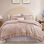 Amberspace Ruffle Design 7-piece Bed in a Bag Comforter Set with Sheets