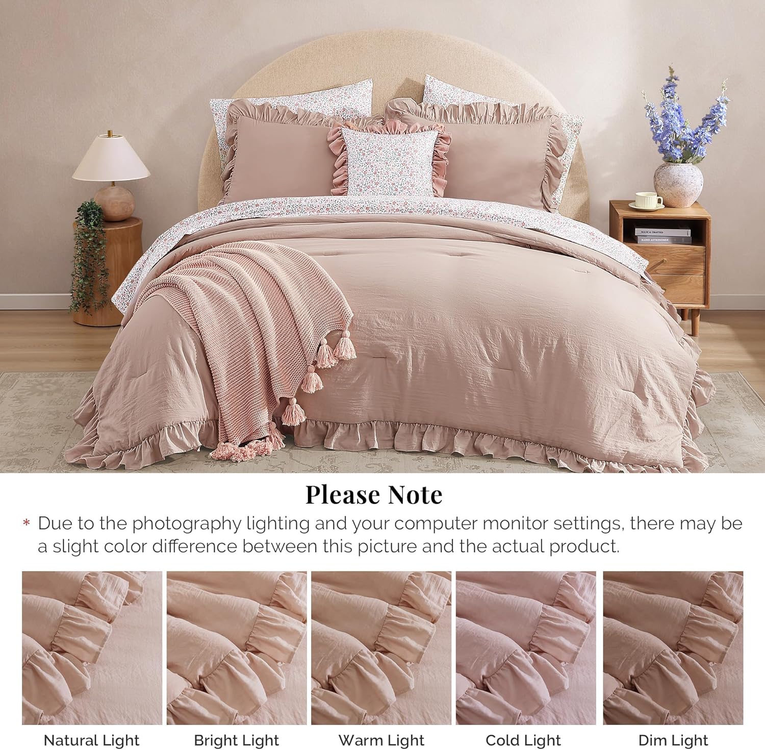 Amberspace Ruffle Design 7-piece Bed in a Bag Comforter Set with Sheets