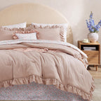 Amberspace Ruffle Design 7-piece Bed in a Bag Comforter Set with Sheets