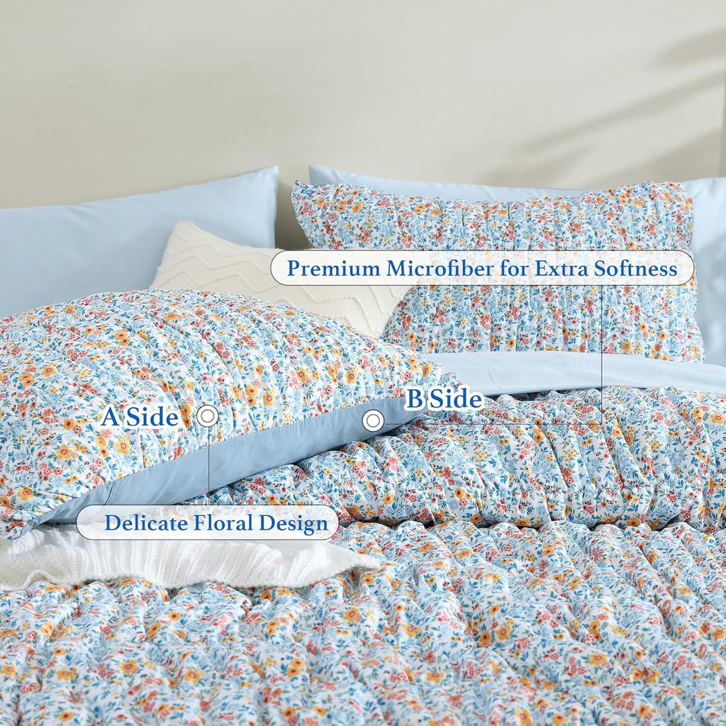 Amberspace Puff 7-piece Bed in a Bag Comforter Set with Sheets