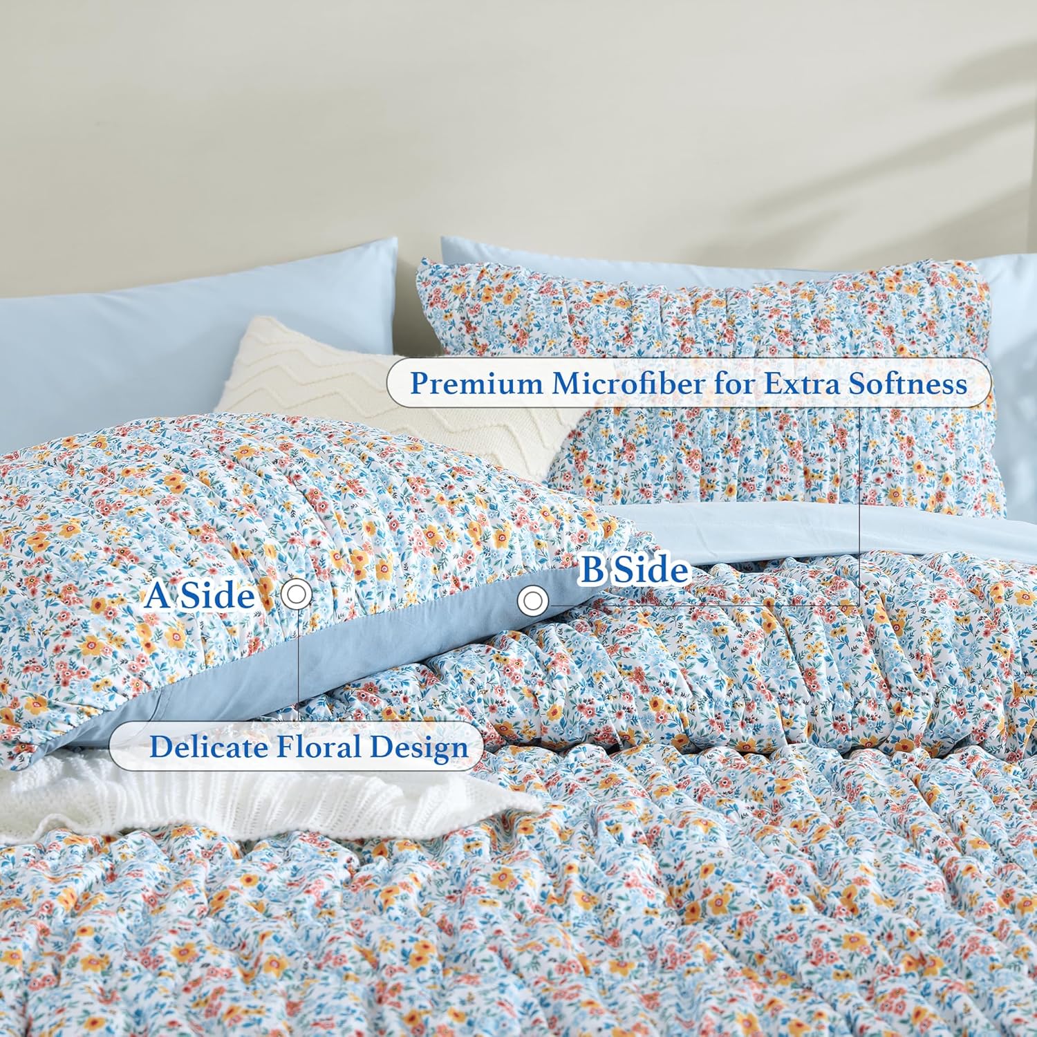 Amberspace Puff 7-piece Bed in a Bag Comforter Set with Sheets