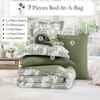 Amberspace Botanical Flowers Design 7-piece Bed in a Bag Comforter Set with Sheets