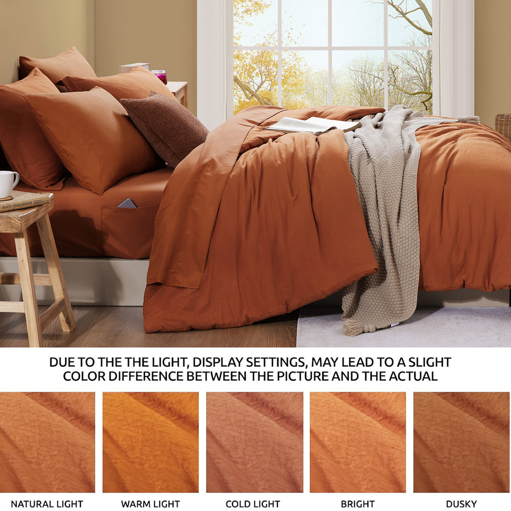 Amberspace Prewashed fabric 7-piece Bed in a Bag Comforter Set with Sheets