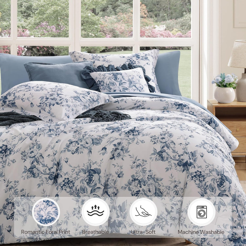Amberspace Botanical Flowers Design 7-piece Bed in a Bag Comforter Set with Sheets