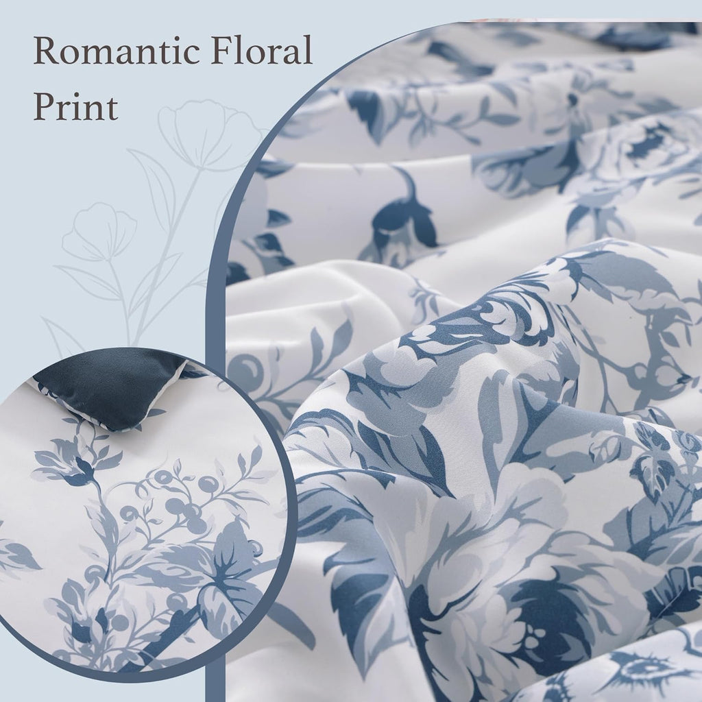 Amberspace Botanical Flowers Design 7-piece Bed in a Bag Comforter Set with Sheets