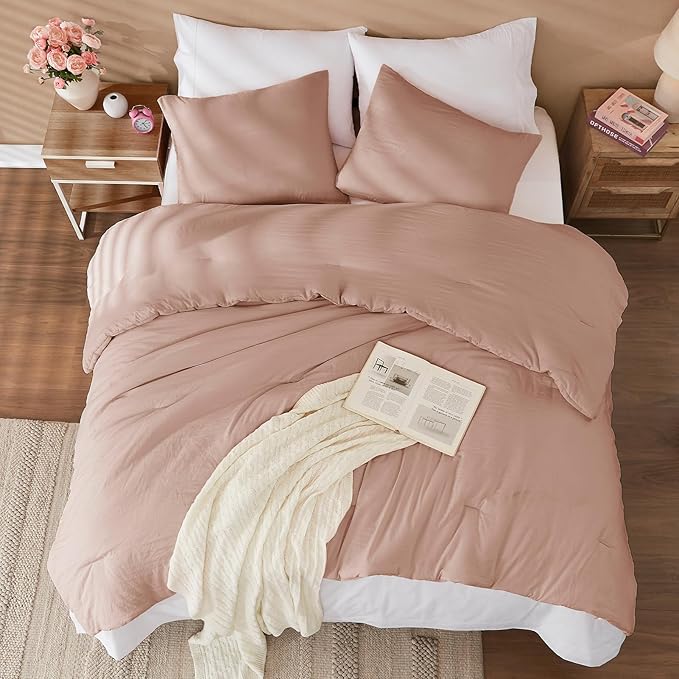 Amberspace Prewashed fabric 2/3-piece Bed in a Bag Comforter Set with Sheets