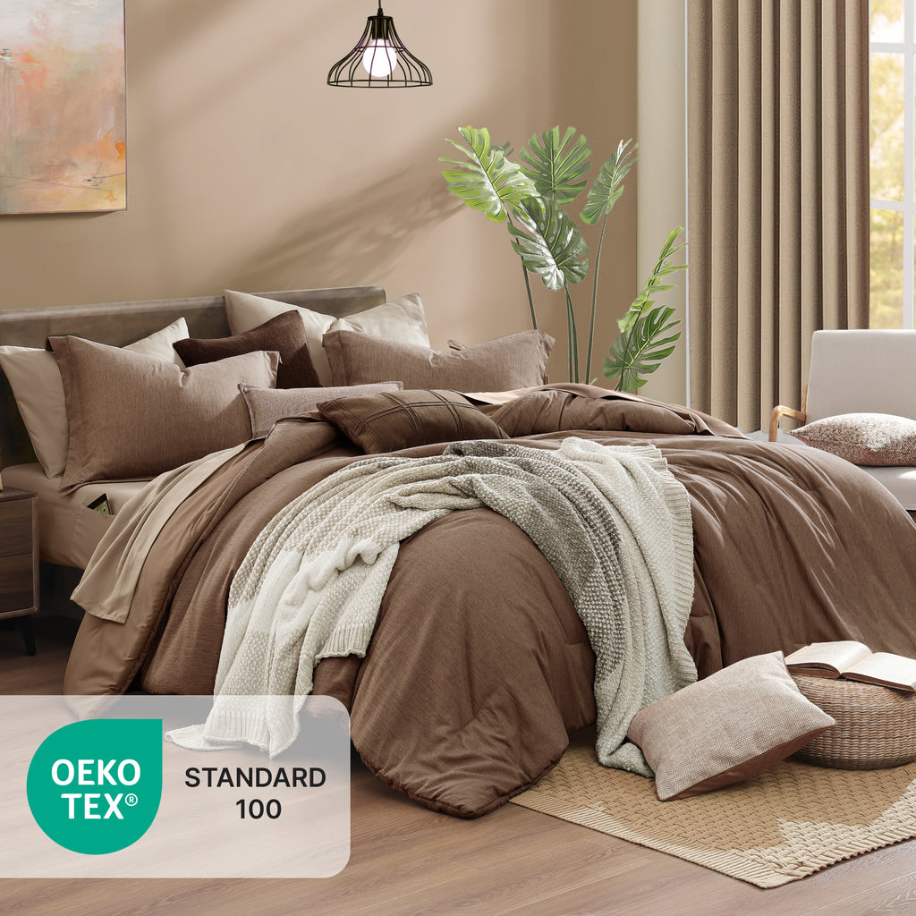 Amberspace Cationic Dyeing 7-piece Bed in a Bag Comforter Set with Sheets