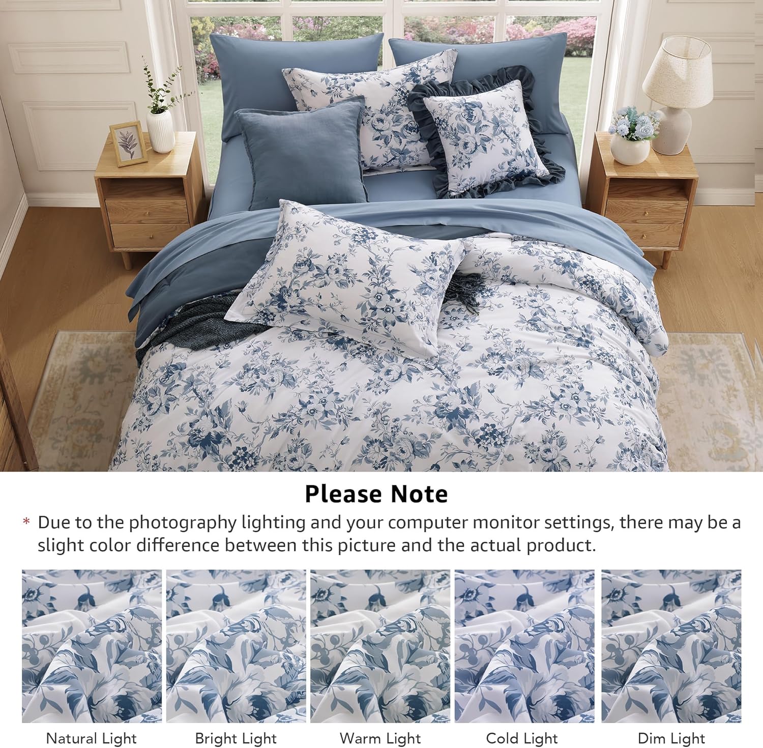 Amberspace Botanical Flowers Design 7-piece Bed in a Bag Comforter Set with Sheets