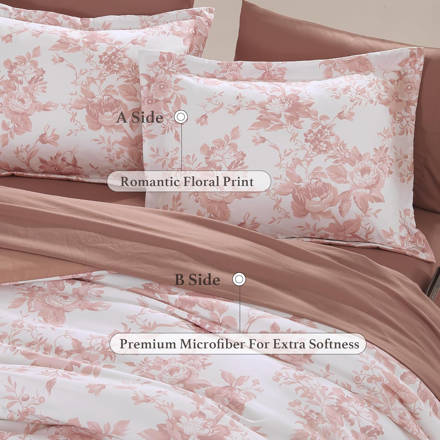 Amberspace Botanical Flowers Design 7-piece Bed in a Bag Comforter Set with Sheets