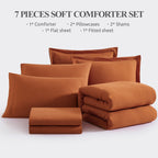 Amberspace Prewashed fabric 7-piece Bed in a Bag Comforter Set with Sheets