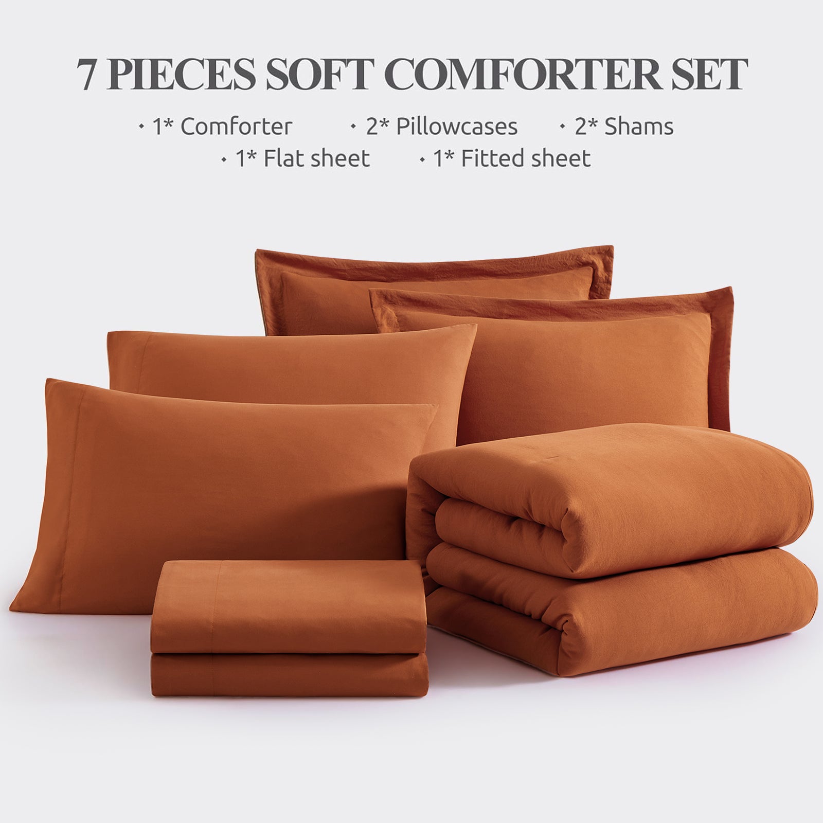 Amberspace Prewashed fabric 7-piece Bed in a Bag Comforter Set with Sheets