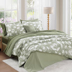 Amberspace Botanical Flowers Design 7-piece Bed in a Bag Comforter Set with Sheets
