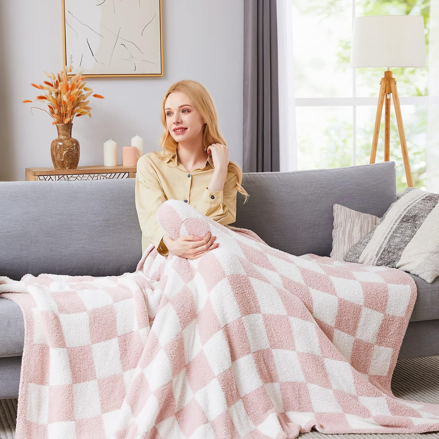 Amberspace Checkered Knit Throw