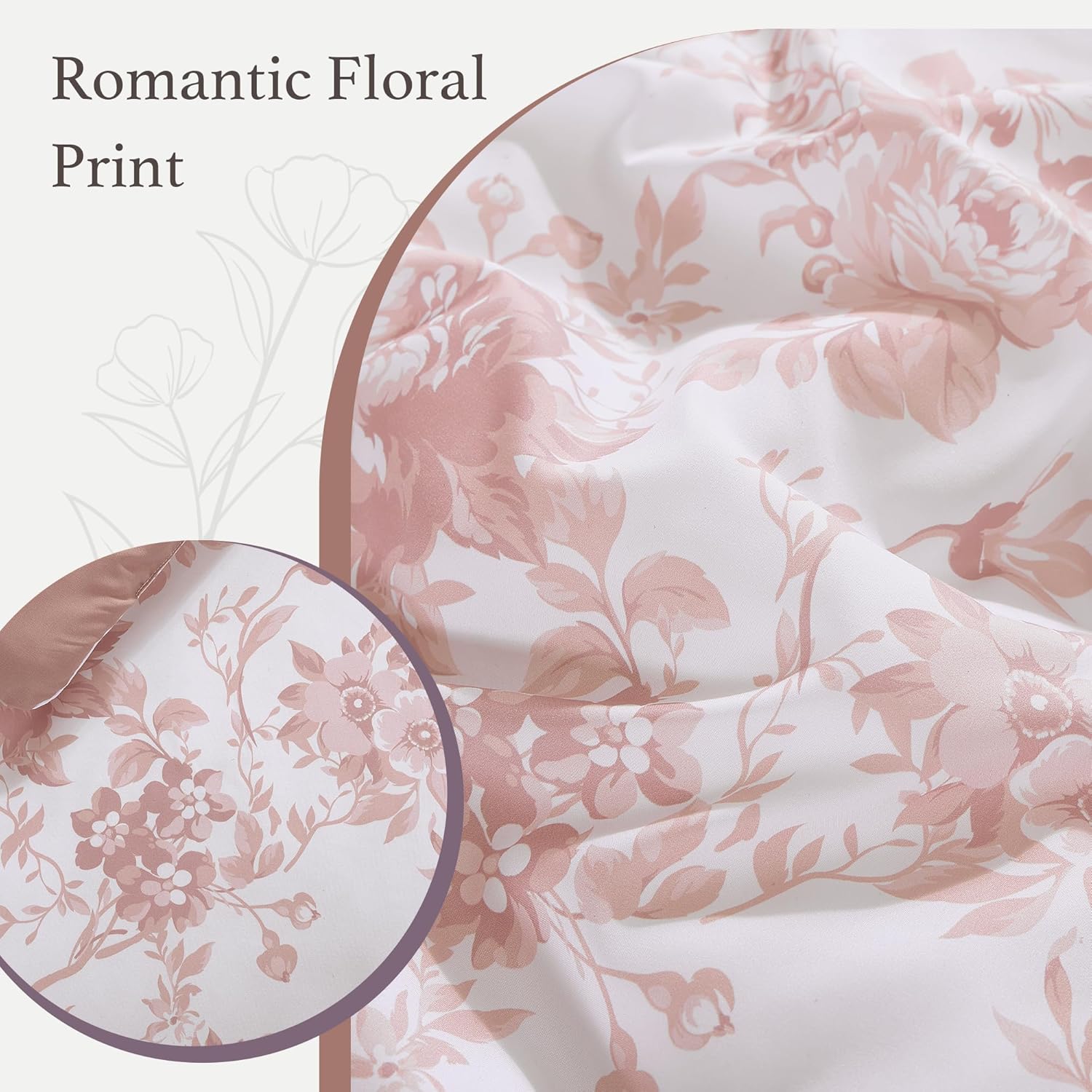 Amberspace Botanical Flowers Design 7-piece Bed in a Bag Comforter Set with Sheets
