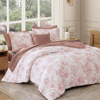 Amberspace Botanical Flowers Design 7-piece Bed in a Bag Comforter Set with Sheets