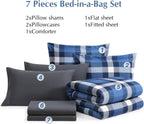 Amberspace Plaid Design Bed in a Bag Comforter Set with Sheets