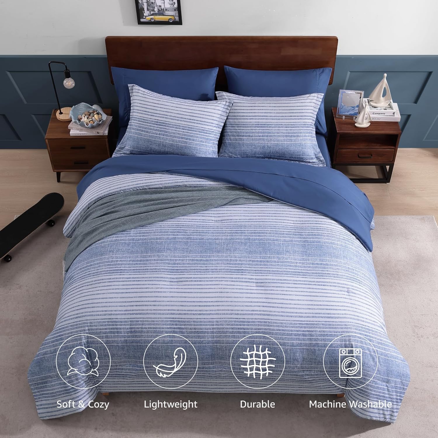 Amberspace Plaid Design Bed in a Bag Comforter Set with Sheets