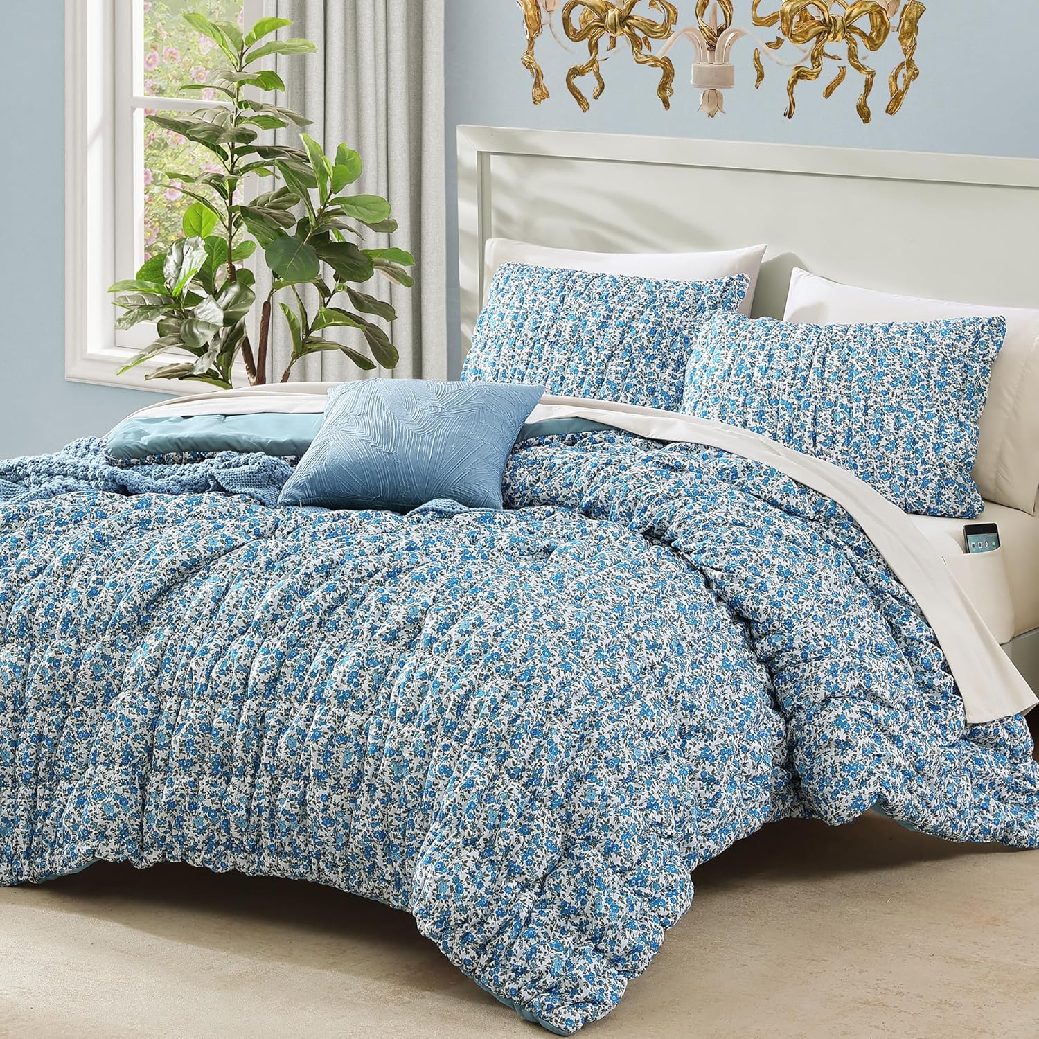 Amberspace Puff 7-piece Bed in a Bag Comforter Set with Sheets