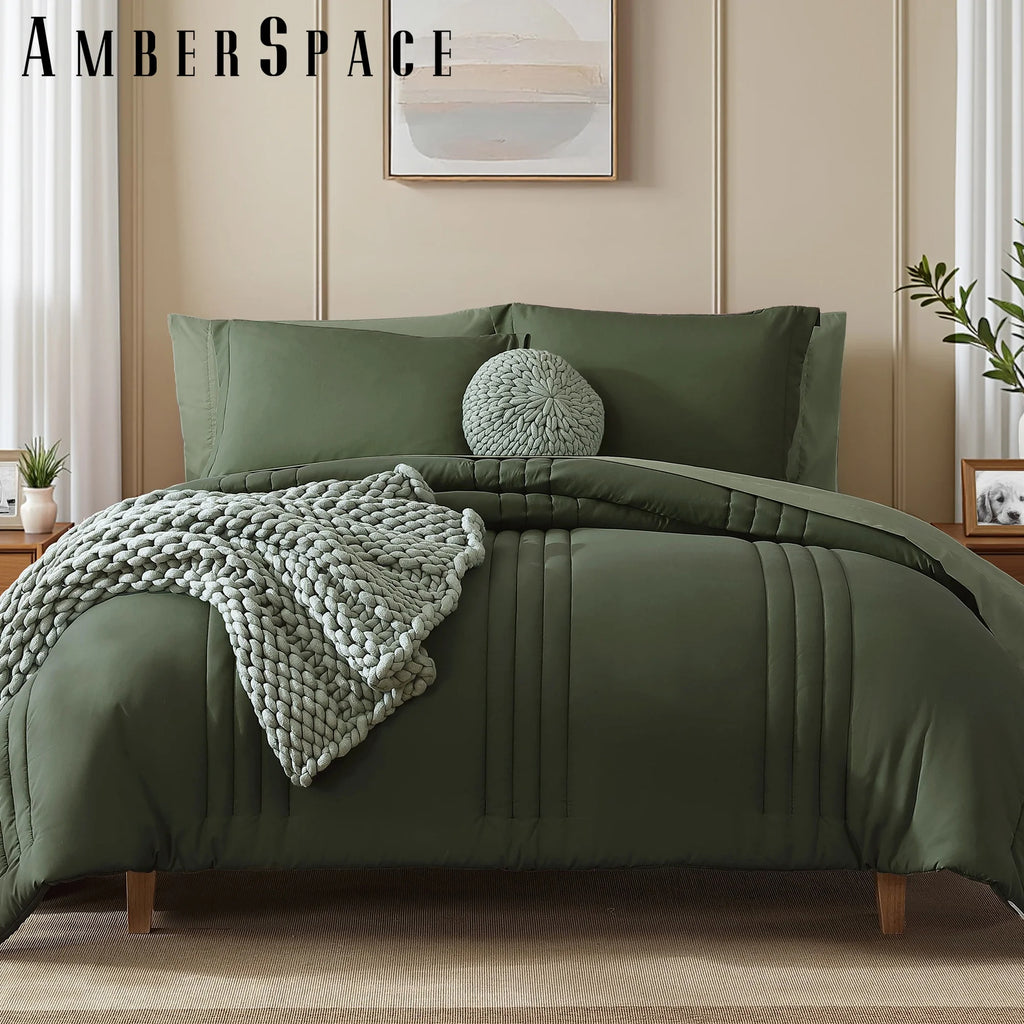 Amberspace 7-Piece Bed in a Bag Comforter Set with Sheets