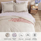 Amberspace Ruffle Design 7-piece Bed in a Bag Comforter Set with Sheets