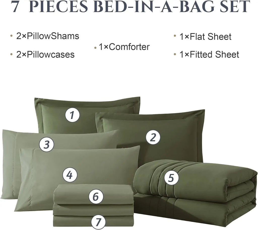 Amberspace 7-Piece Bed in a Bag Comforter Set with Sheets