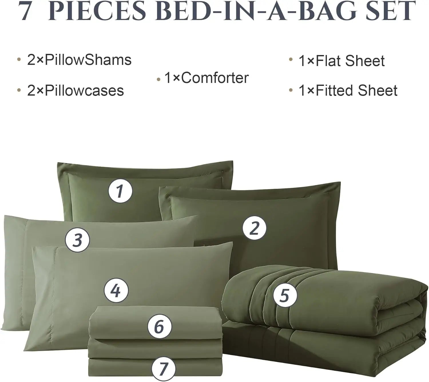 Amberspace 7-Piece Bed in a Bag Comforter Set with Sheets