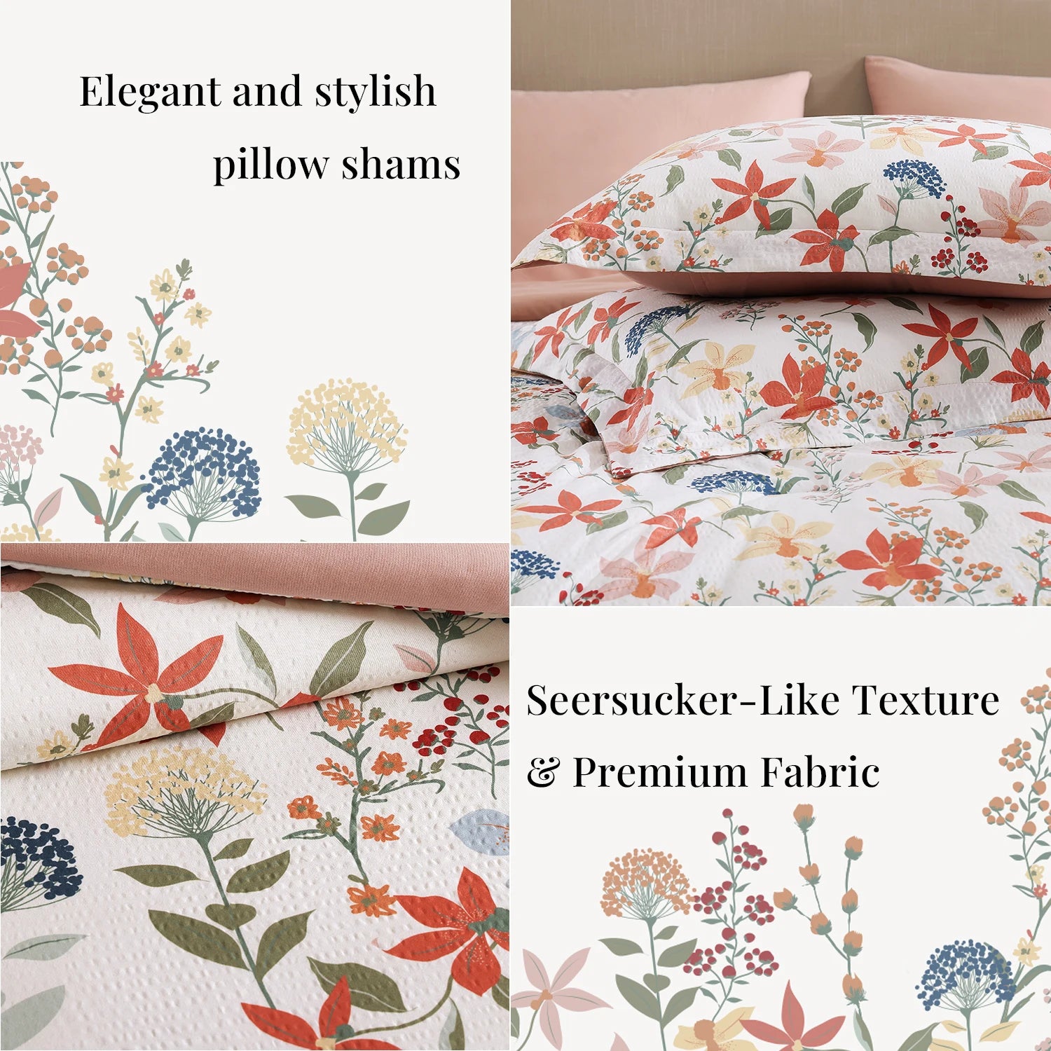 Amberspace Floral 7-piece Bed in a Bag Set with Sheets