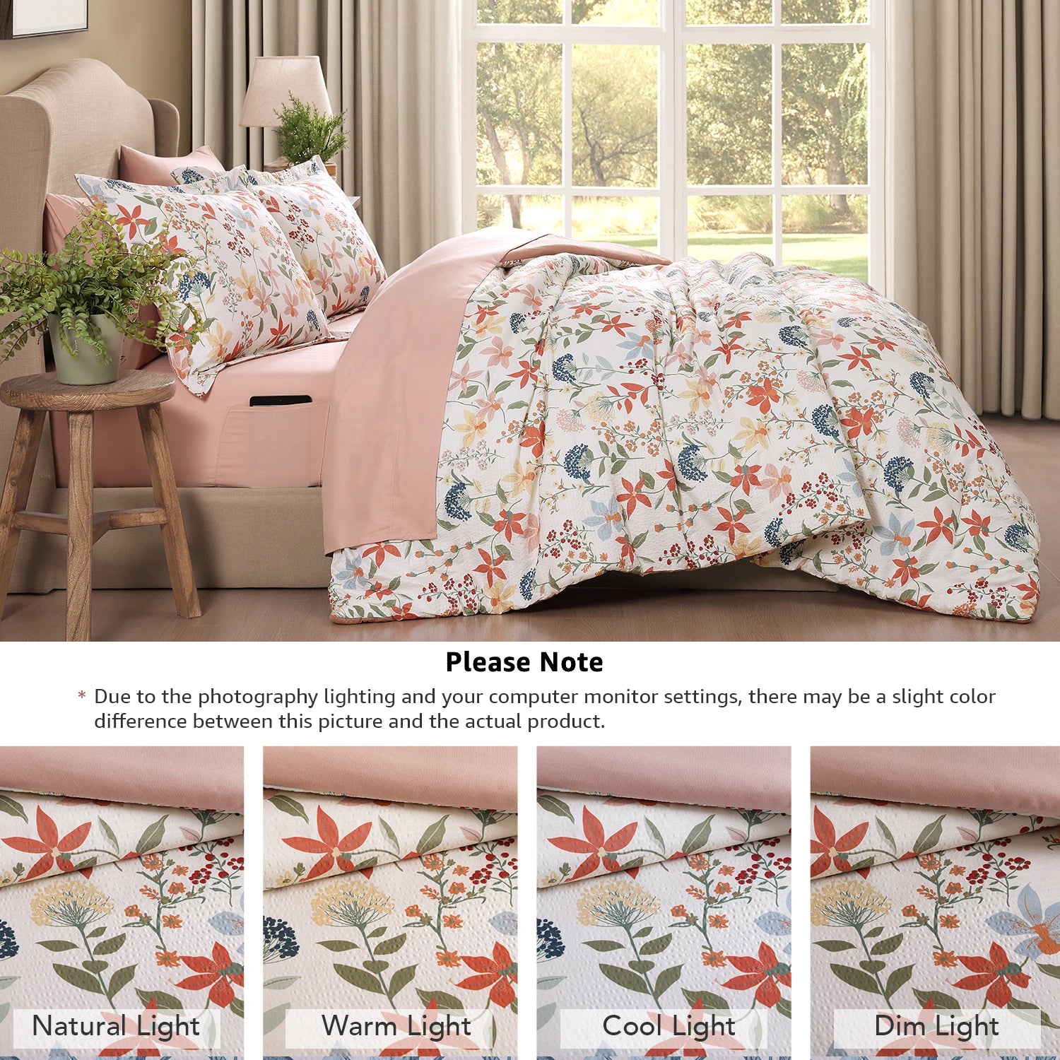 Amberspace Floral 7-piece Bed in a Bag Set with Sheets