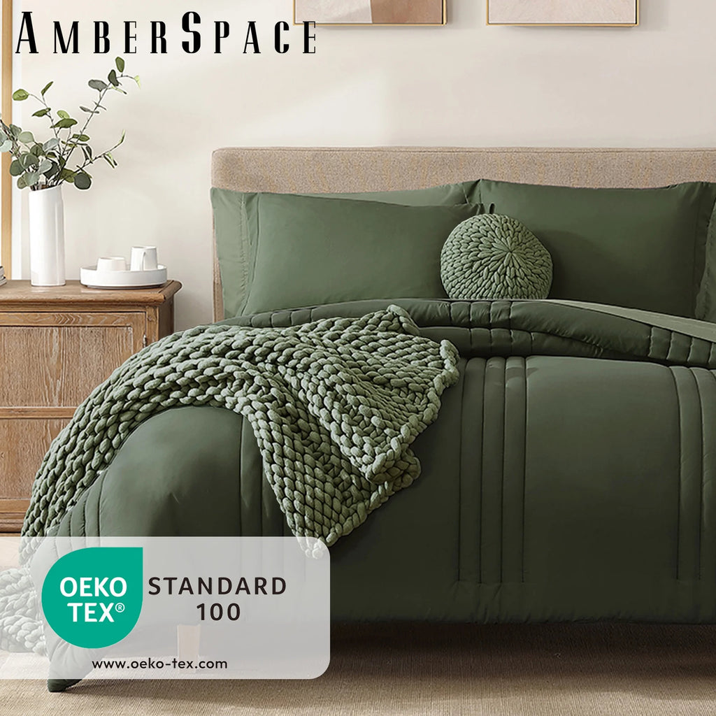 Amberspace 7-Piece Bed in a Bag Comforter Set with Sheets