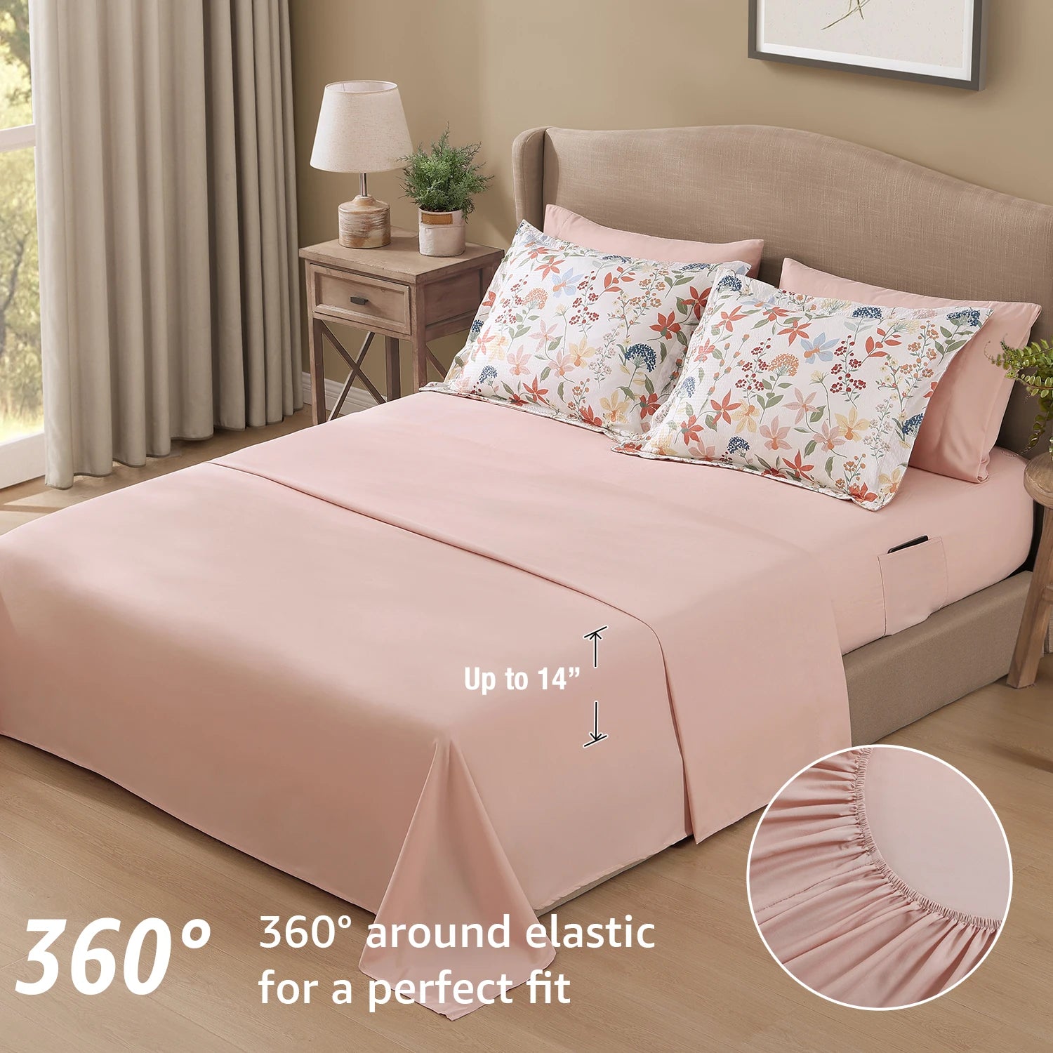 Amberspace Floral 7-piece Bed in a Bag Set with Sheets