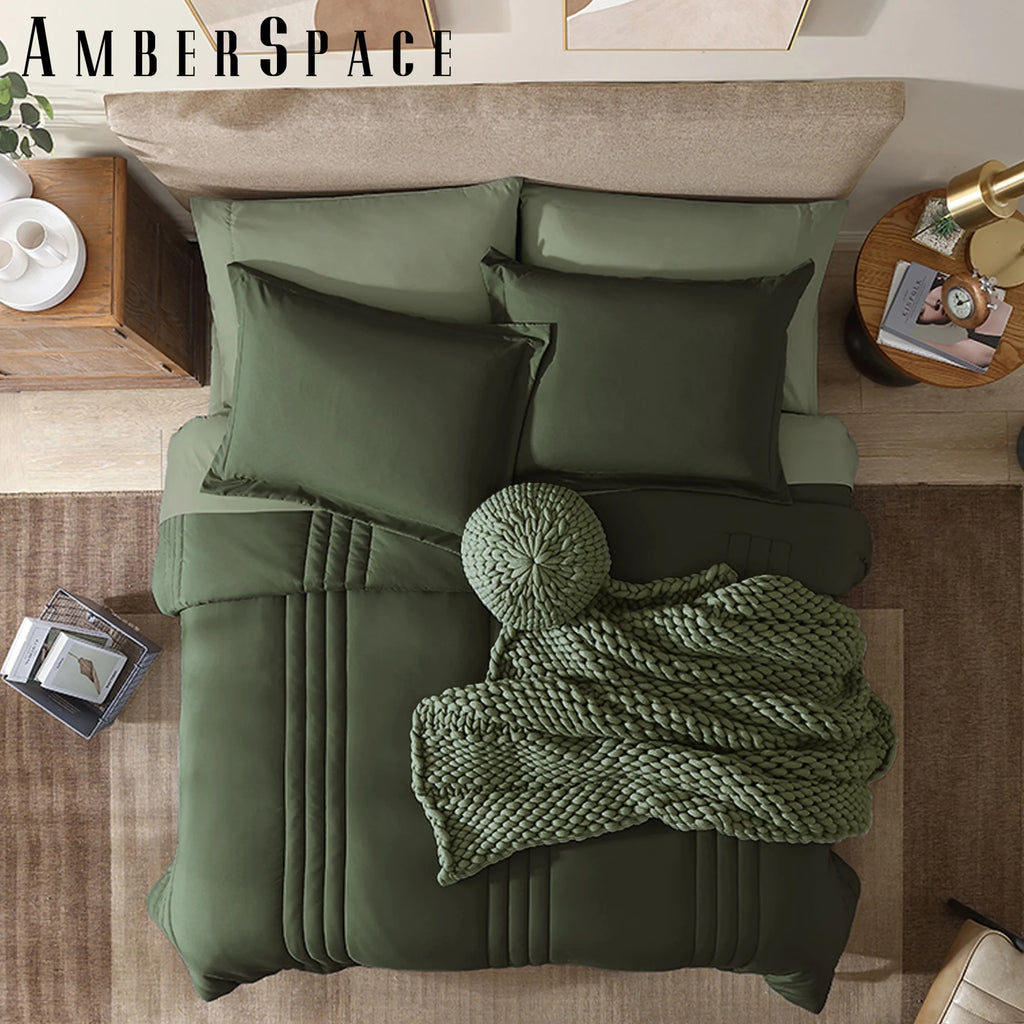 Amberspace 7-Piece Bed in a Bag Comforter Set with Sheets