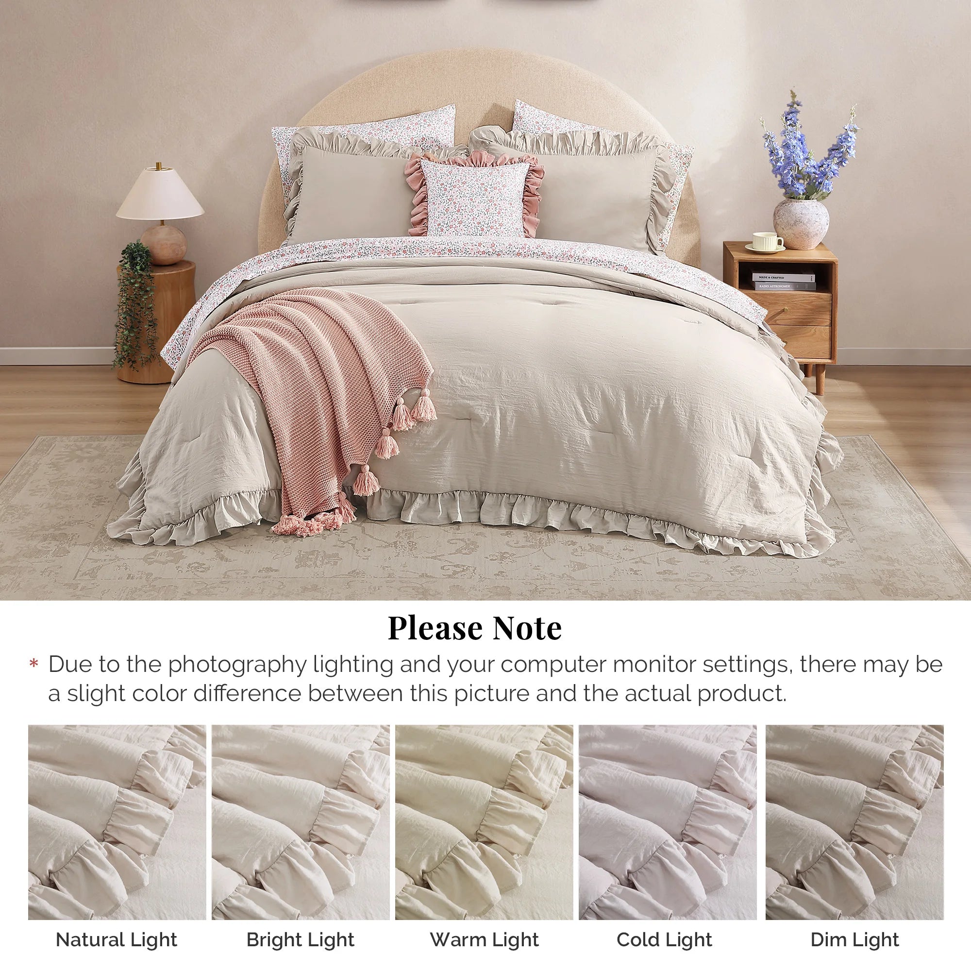 Amberspace Ruffle Design 7-piece Bed in a Bag Comforter Set with Sheets