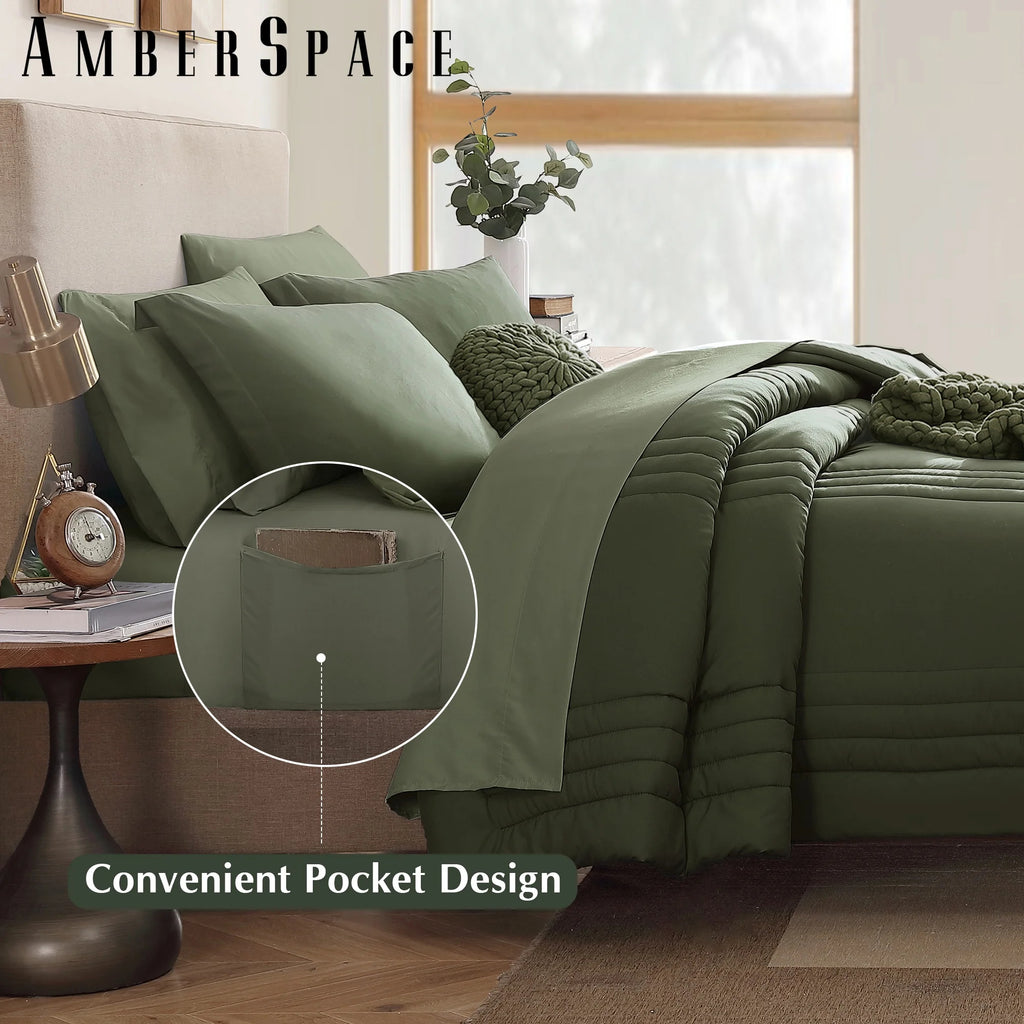 Amberspace 7-Piece Bed in a Bag Comforter Set with Sheets