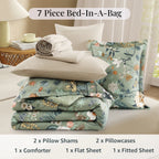Amberspace Floral 7-piece Bed in a Bag Set with Sheets