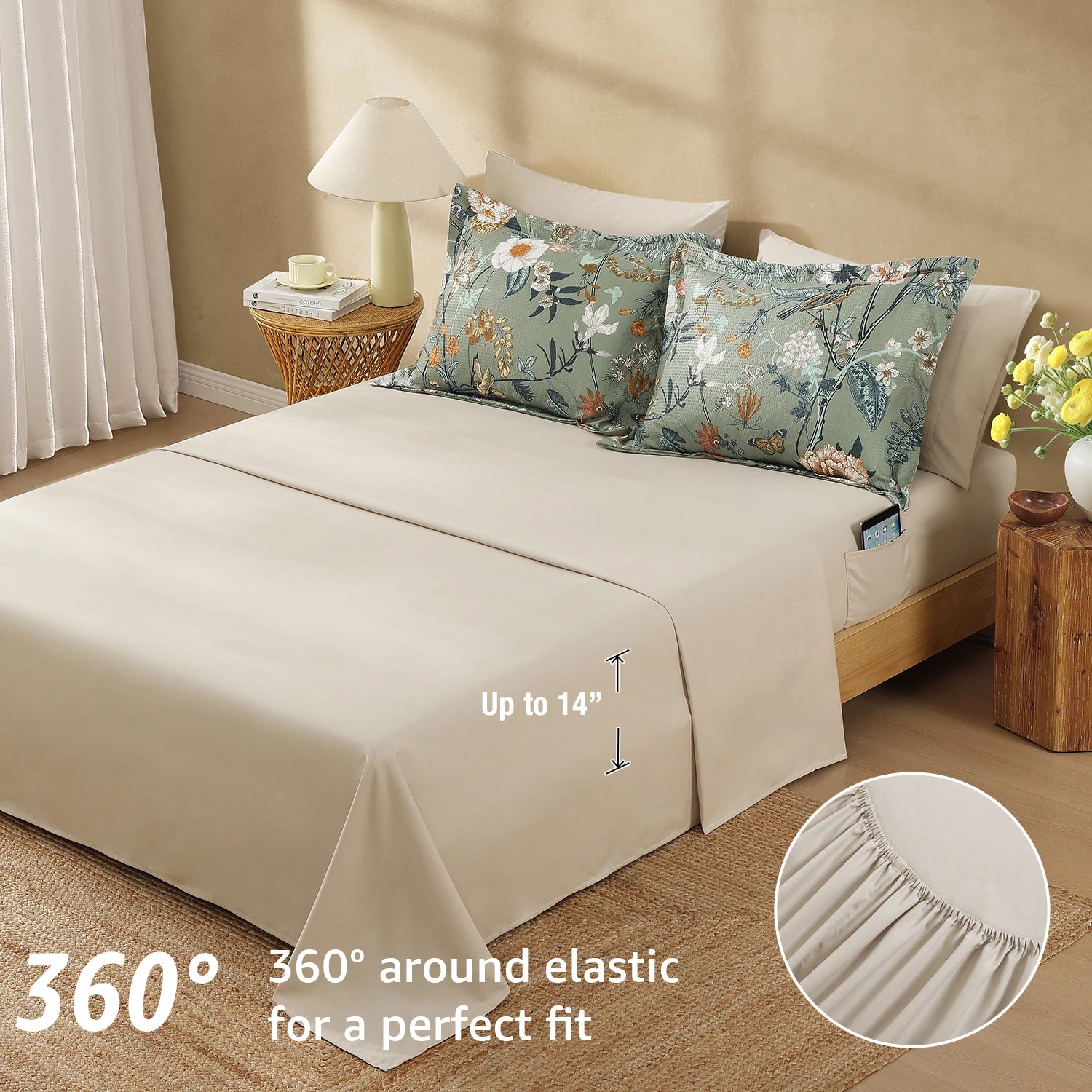 Amberspace Floral 7-piece Bed in a Bag Set with Sheets
