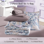 Amberspace Floral 7-piece Bed in a Bag Set with Sheets